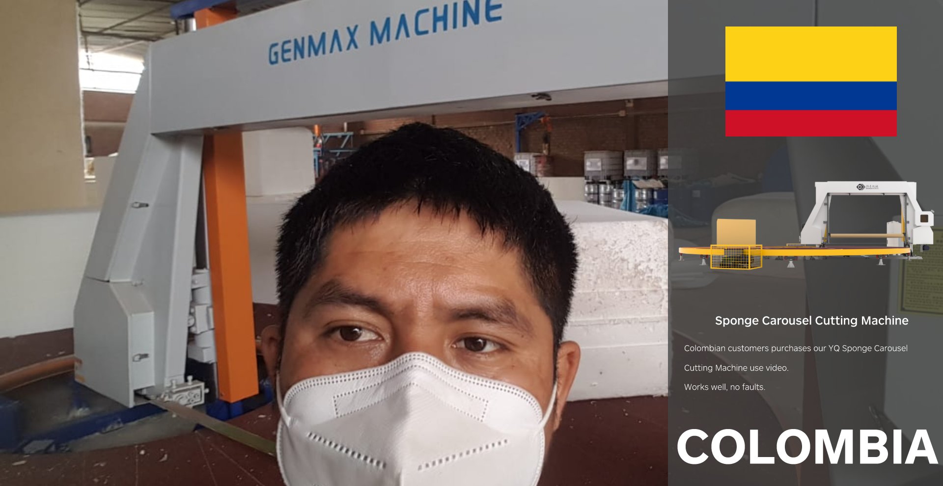 Machine Genmax - Découpeuse de carrousel d'éponge YQ du client colombien